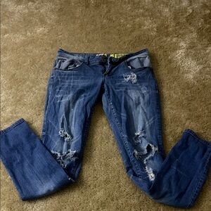 Distressed Blue Jeans